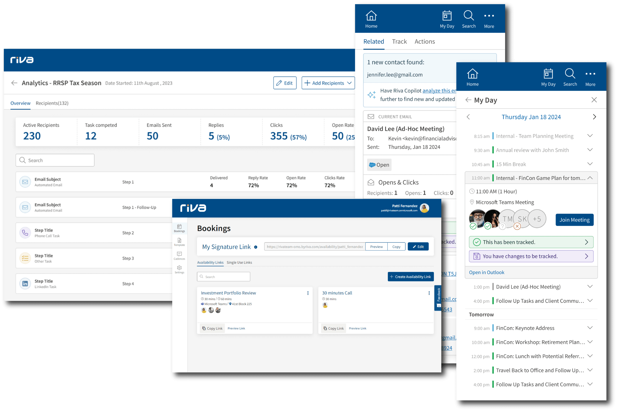 Riva Activity Capture dashboards