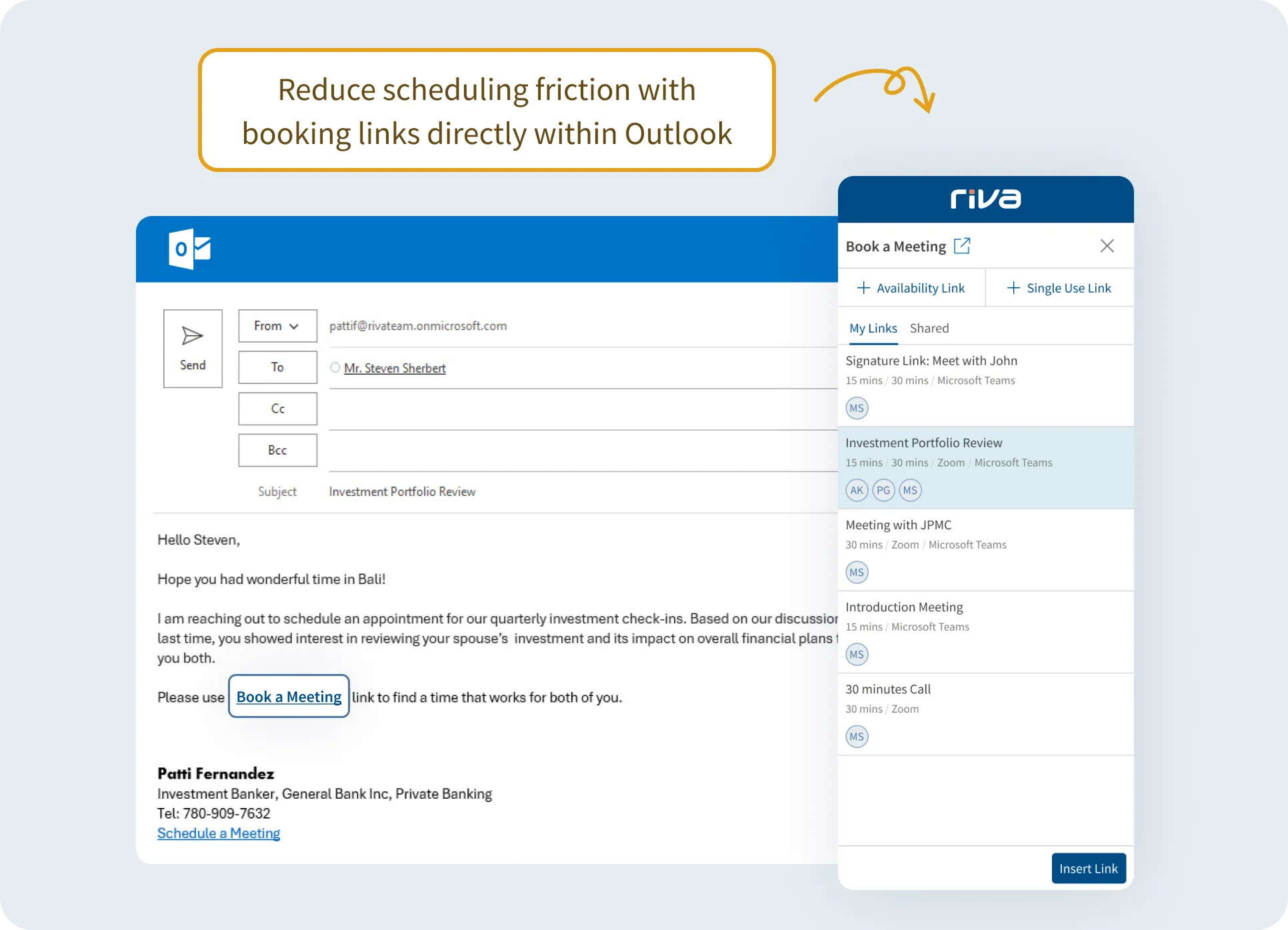 Book meetings with unique calendar link with real-time availability